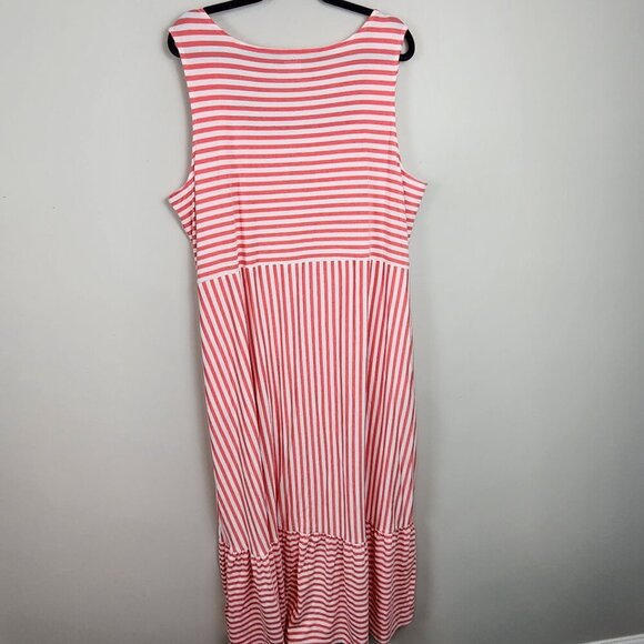 New Lands' End  maxi dress sz 2X 20-22 women plus size red stripes sleeveless - Picture 7 of 13